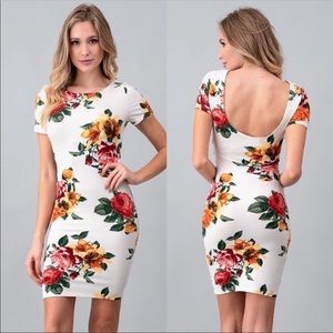 Flora Print Midi Bodycon Dress